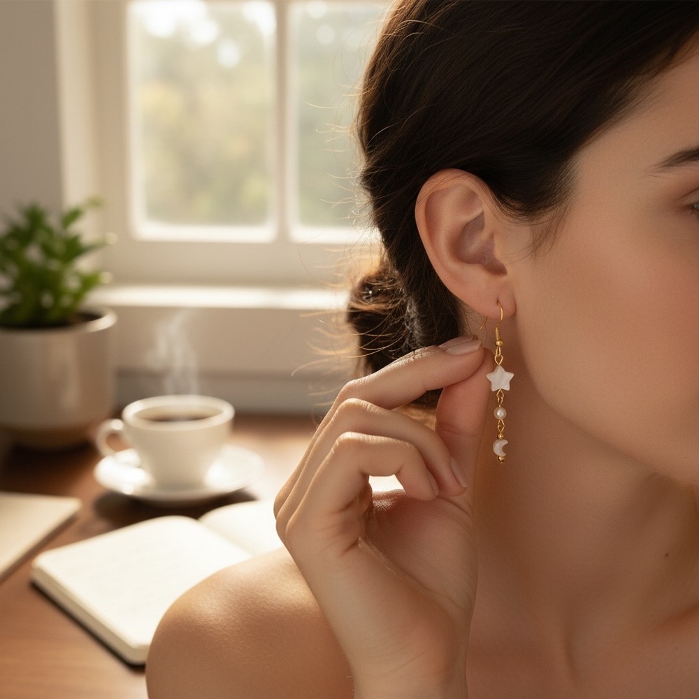 Celestial MOP Earrings - Picture 2 of 2